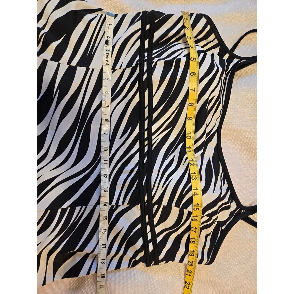 GREAT LENGTHS SWIM Black White Zebra Print Swim Dress Size 20 - Picture 4 of 8